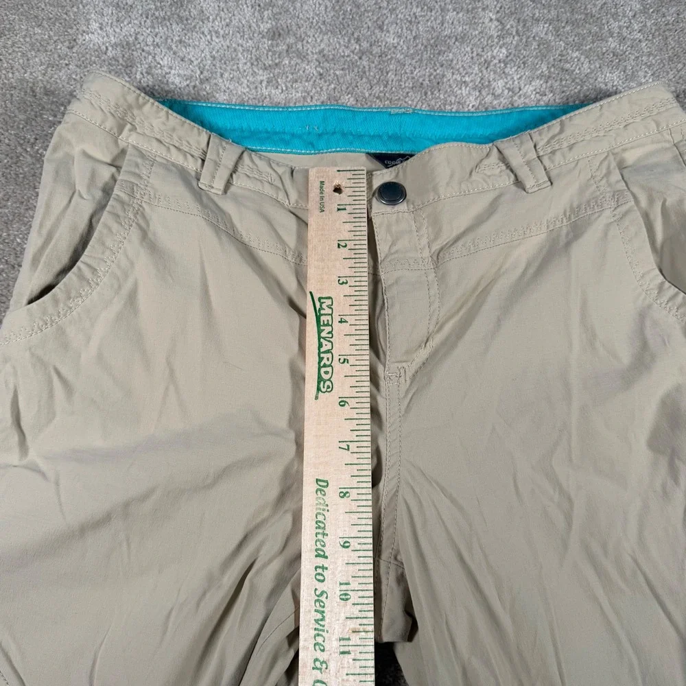 Eddie Bauer Travex Pants Womens 8 (33x32) Beige Roll Up‎ Tab Hiking Utility READ